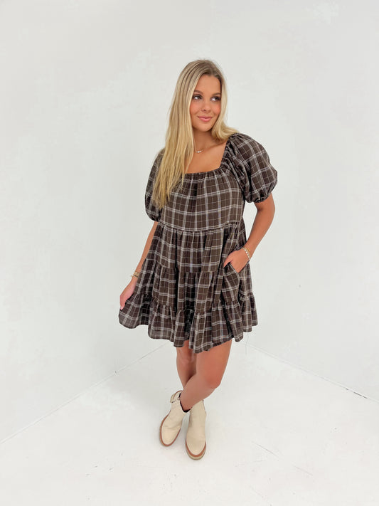 Minimal Muse Plaid Mini Dress | Espresso/Cream