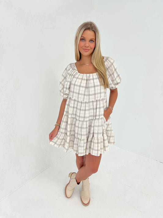 Minimal Muse Plaid Mini Dress | Cream/Chocolate