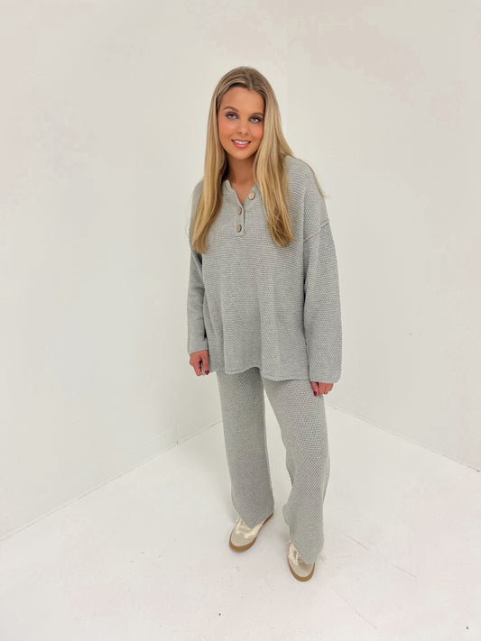 Luxe Lounge Waffle Knit Bottoms | H. Grey