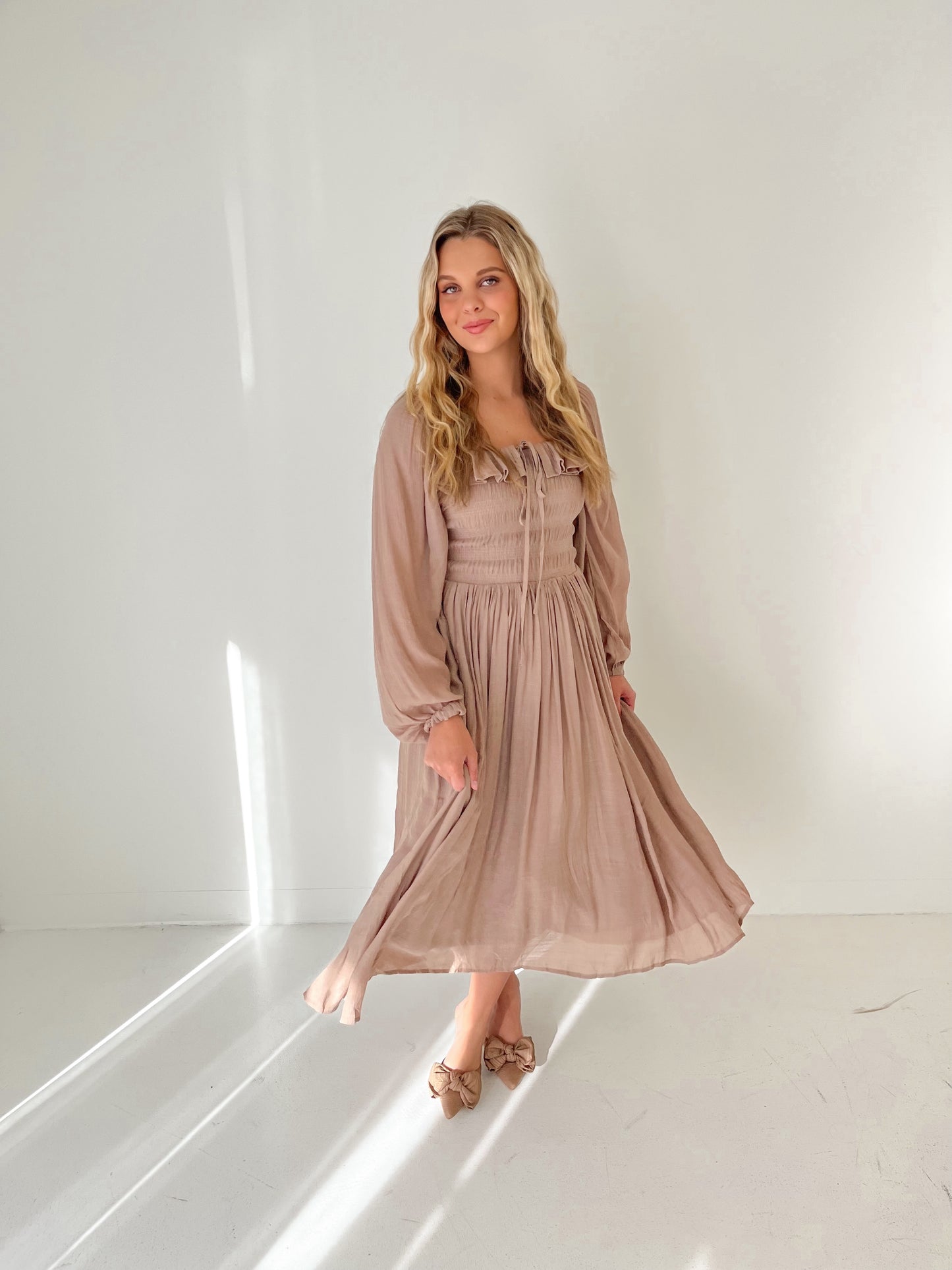 Chic Statement Midi Dress | Taupe
