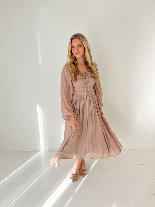 Chic Statement Midi Dress | Taupe