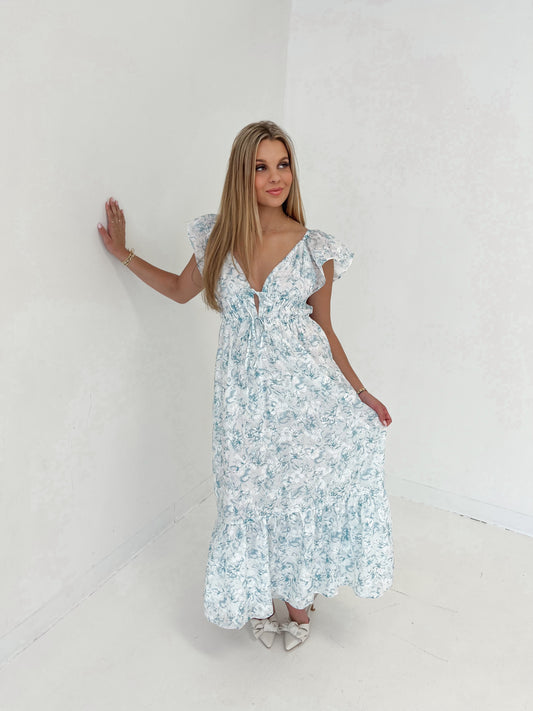 Pleasantly Perfect Floral Midi Dress | Blue