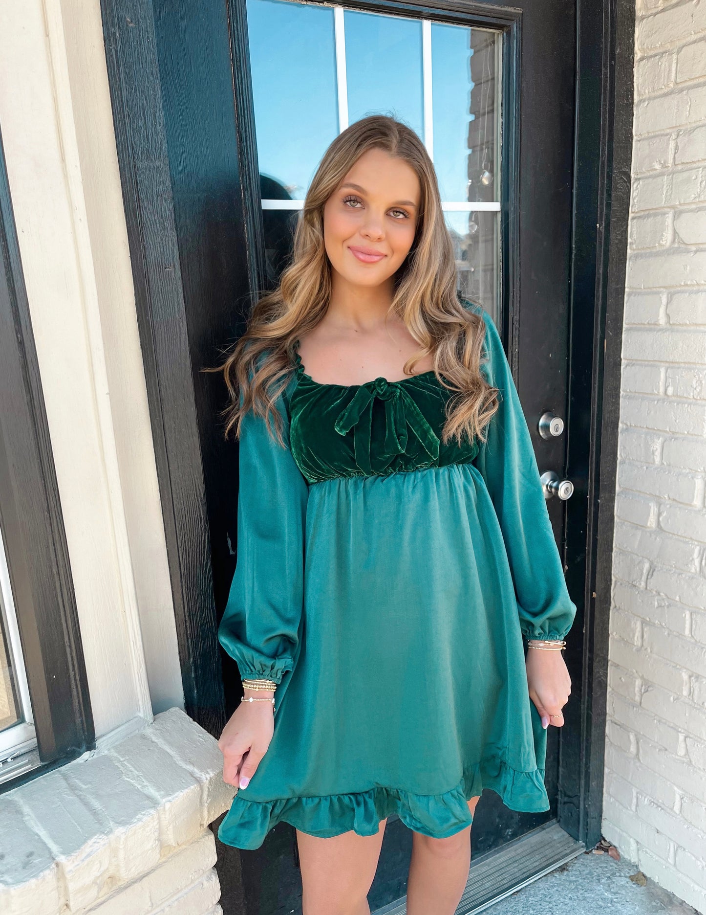 Feeling Festive Mini Dress | Dark Green