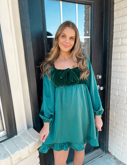 Feeling Festive Mini Dress | Dark Green