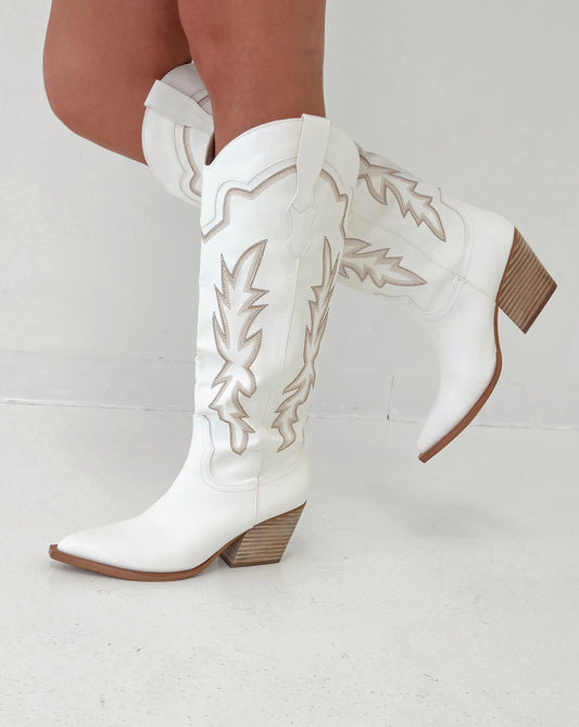 Indigo Western Boots | White