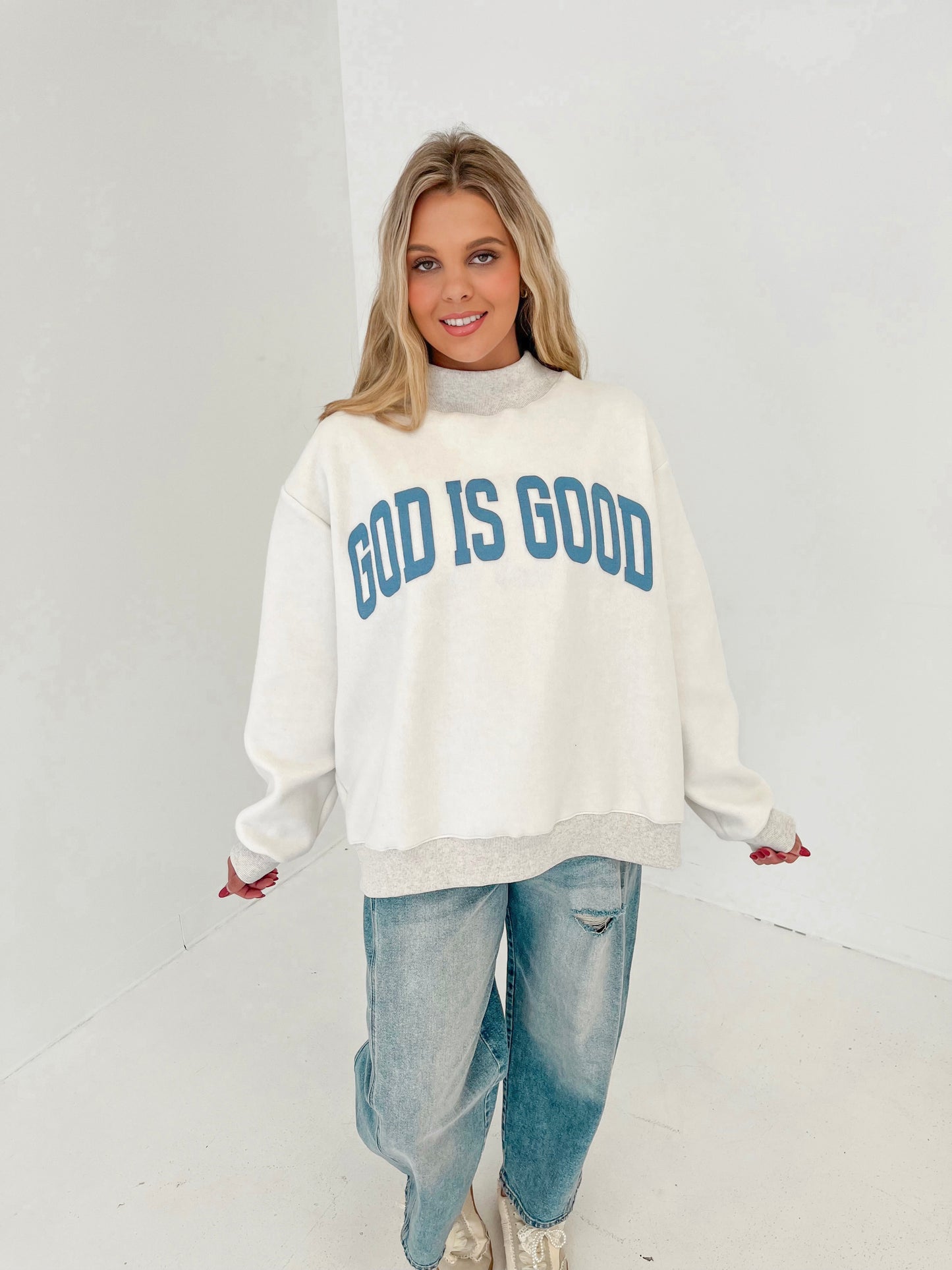 Jesus/God Is Good Reversible Crewneck