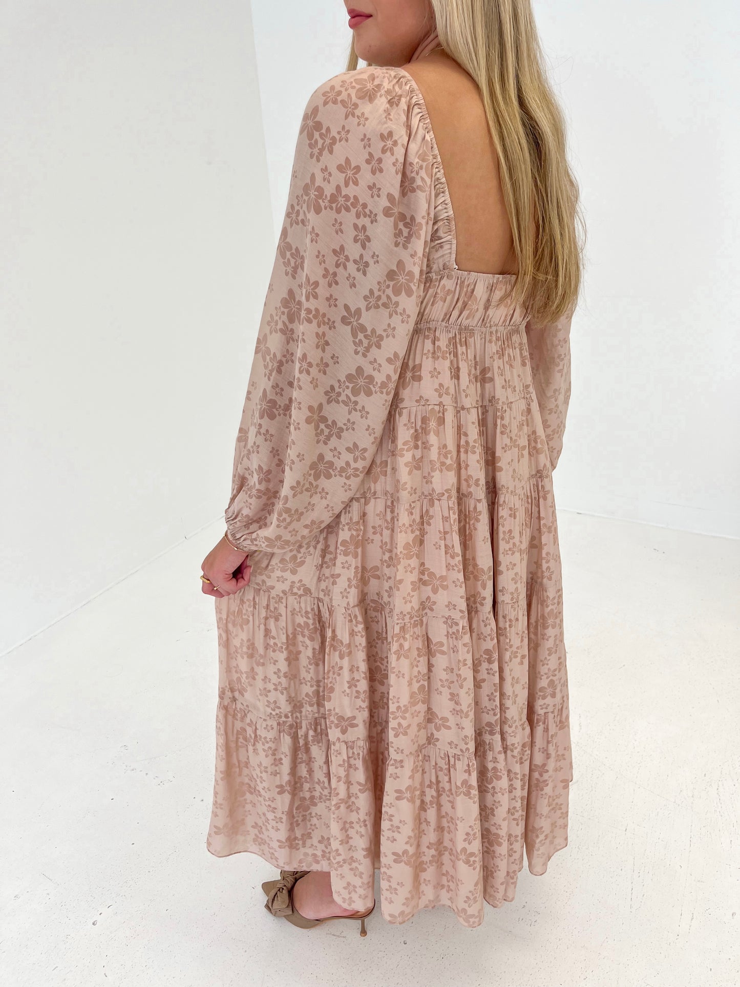 Falling Petals Midi Dress | Beige Floral