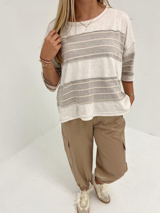 Modern Stripe Knit Top | Cream