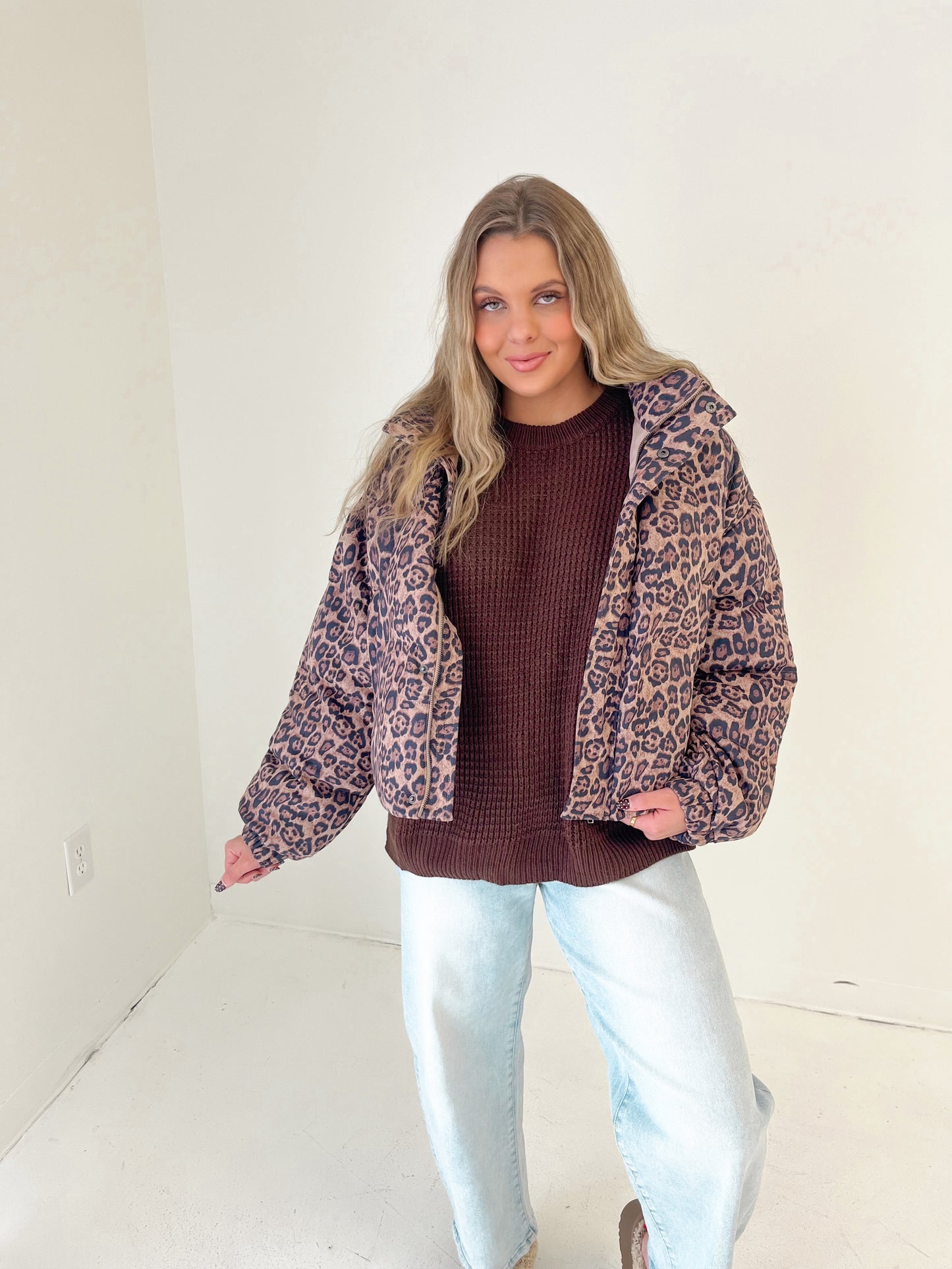 Spotted Statement Puffer Jacket | Leopard