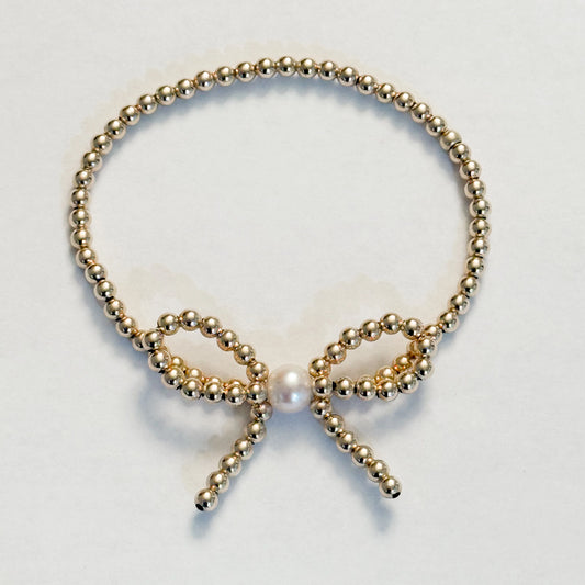 Mini Bow Gold & Pearl Bracelet | Gardenia Co.