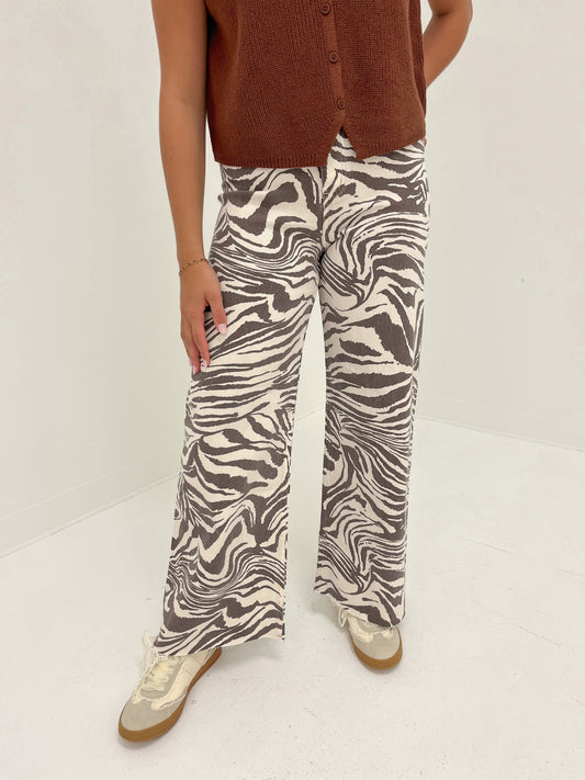 Wild Strides Zebra Print Pants | Brown