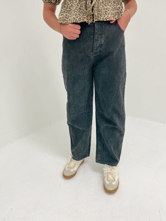 Washed Denim Pants | Black