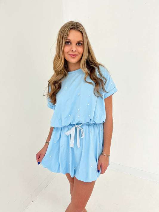 What Lovers Do Pearl Mini Skirt | Light Blue