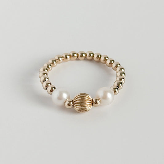 Hailey Belle & Pearl Gold Ring | Gardenia Co.