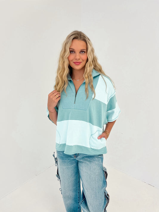 Feel The Breeze Color Block Top | Teal