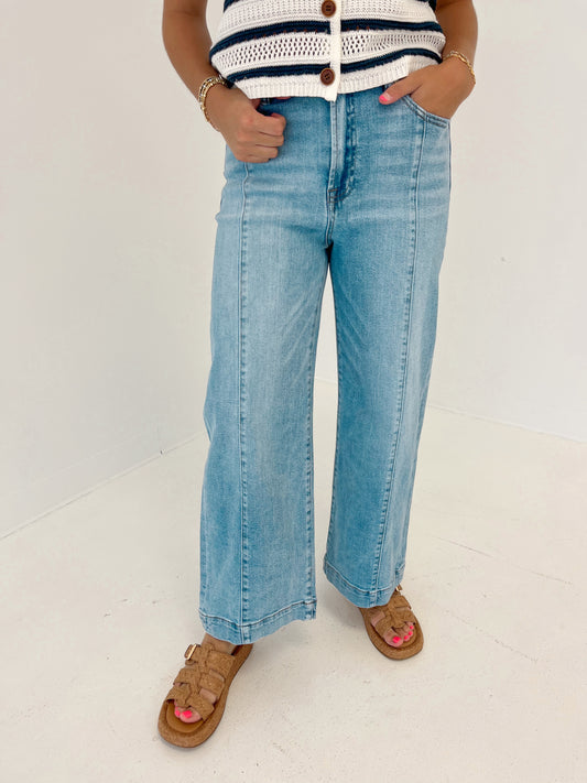High Rise Crop Wide Jeans | Light