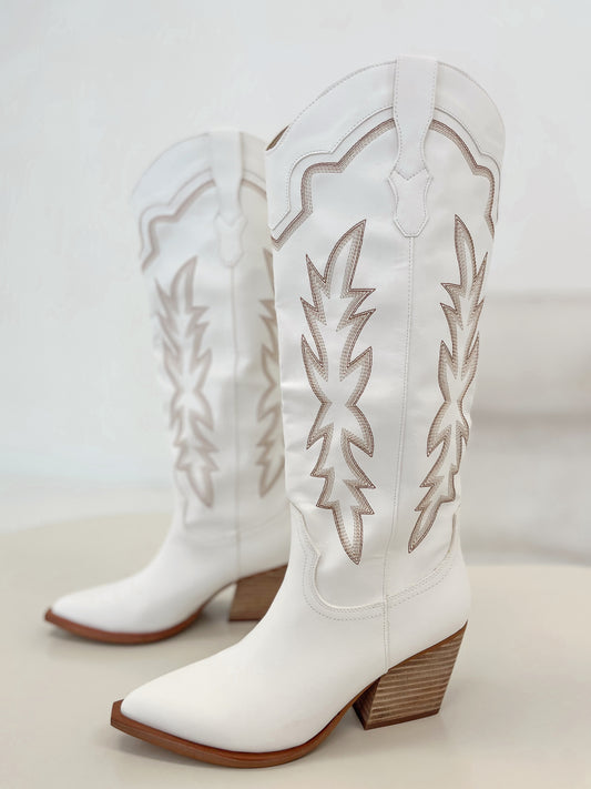 Indigo Western Boots | White