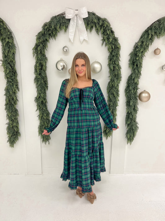 Pine Plaid Maxi Dress | Green