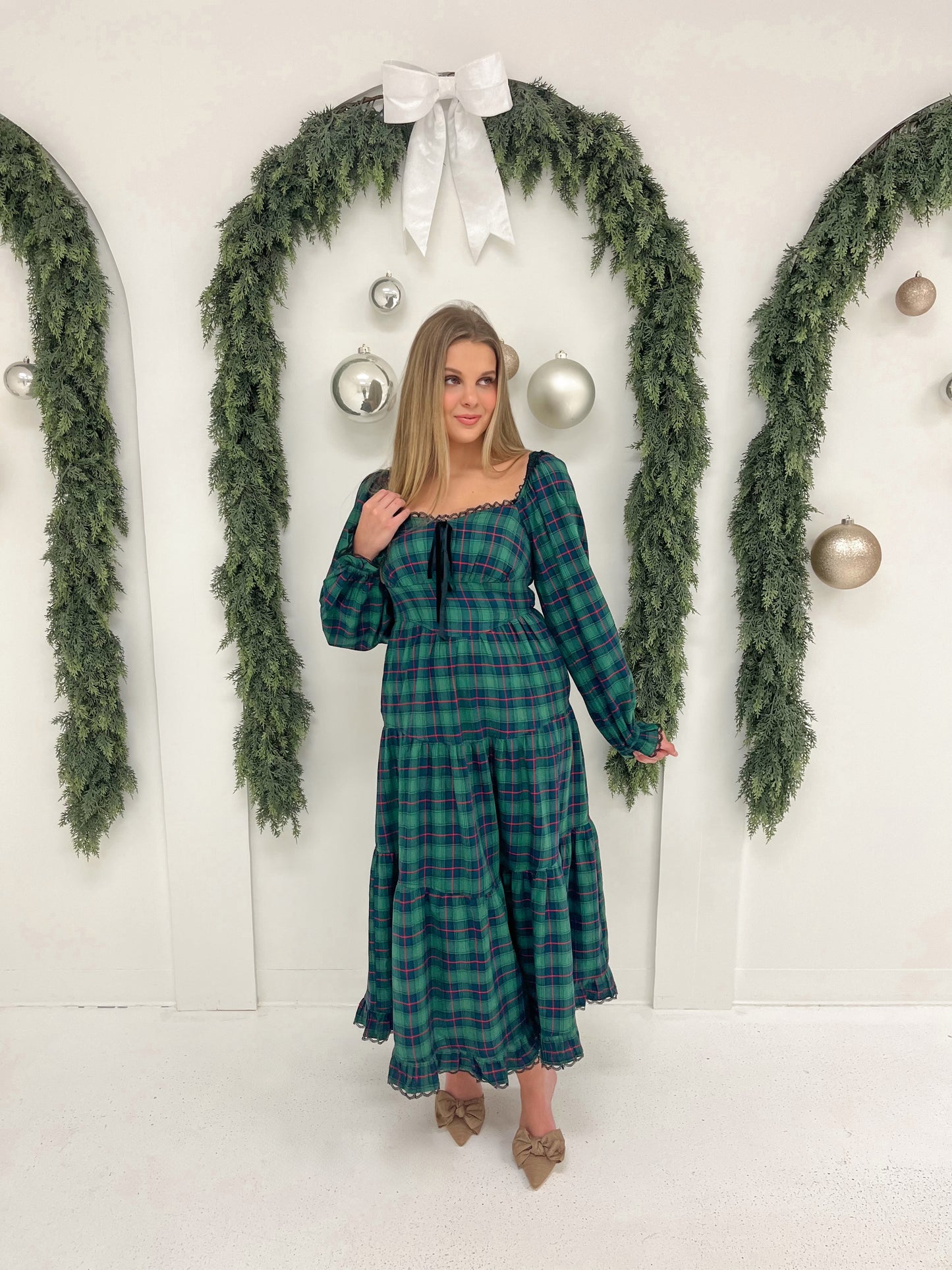 Pine Plaid Maxi Dress | Green