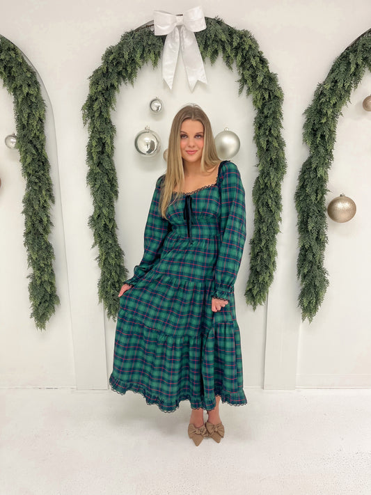 Pine Plaid Maxi Dress | Green