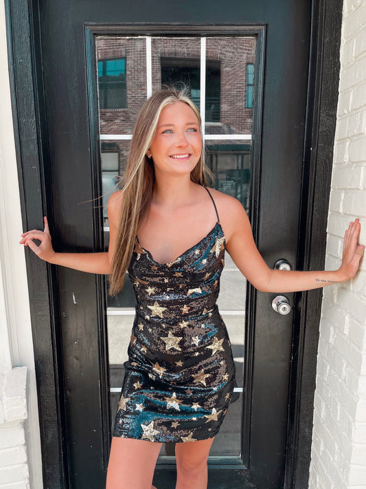 Starry Nights Black Sequin Dress