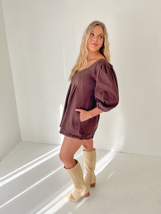 Brown Sugar Denim Romper