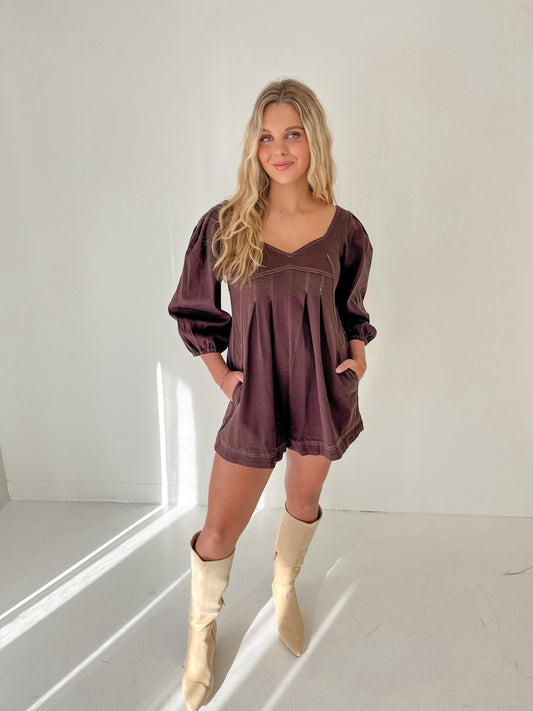 Brown Sugar Denim Romper
