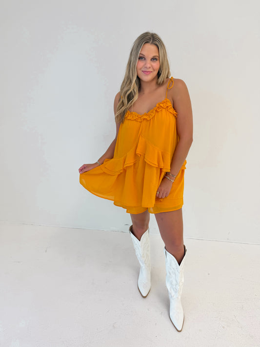 Victory Ruffle Mini Dress | Orange