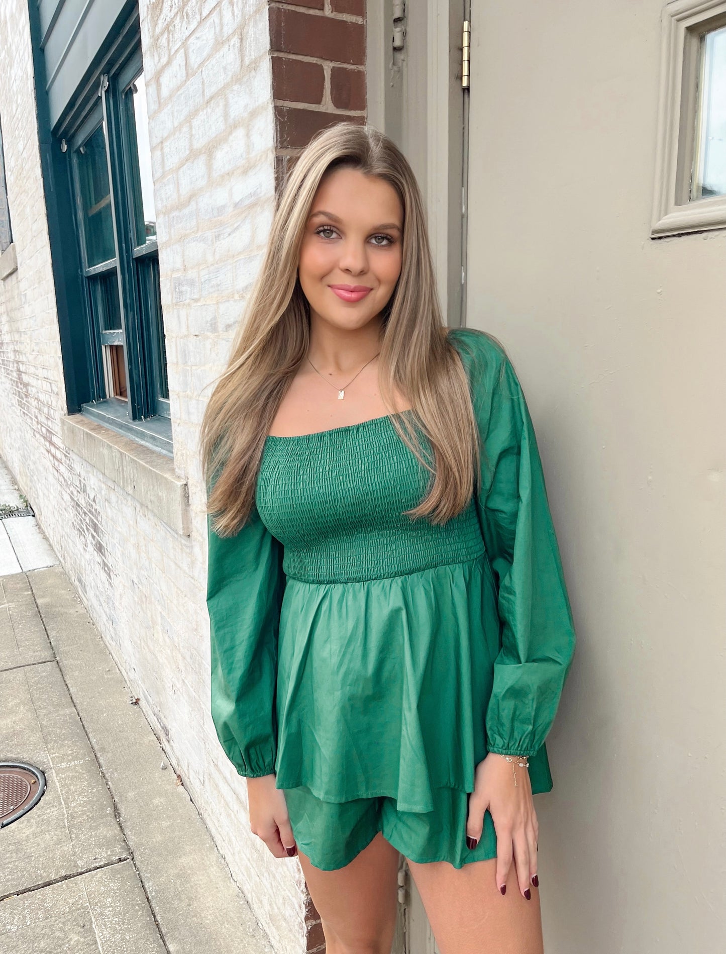 Feels Like The Holidays Romper | Forest Green