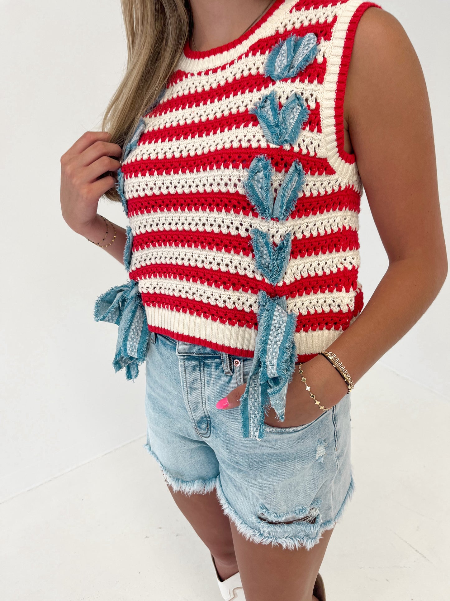 All American Knit Vest | Red/Ivory