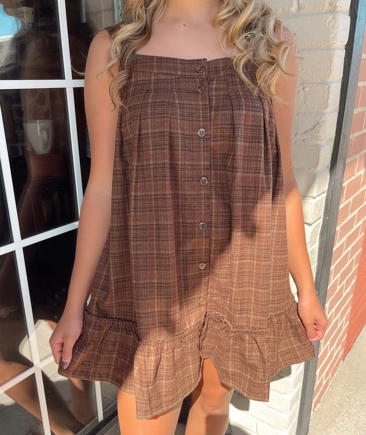 Fall Breeze Plaid Mini Dress | Brown