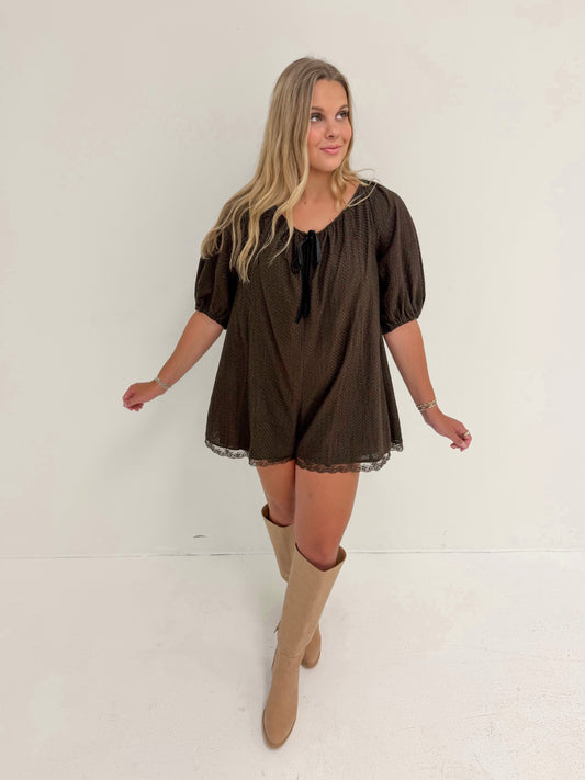 Autumn Affair Romper | Chocolate
