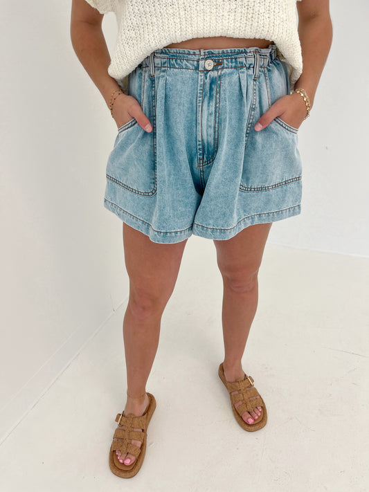 Milla Denim Wide Leg Shorts | Light
