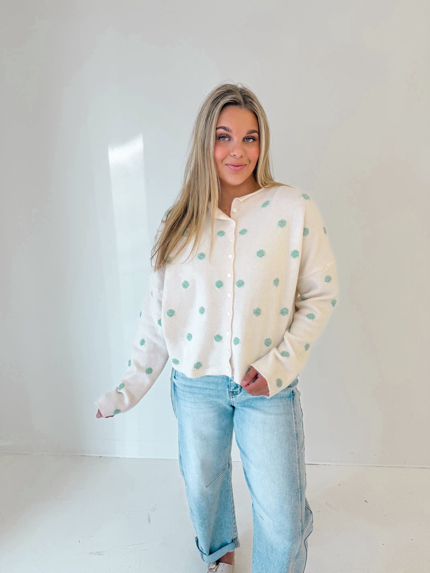 Dot To Dot Sweater Cardi | Vanilla