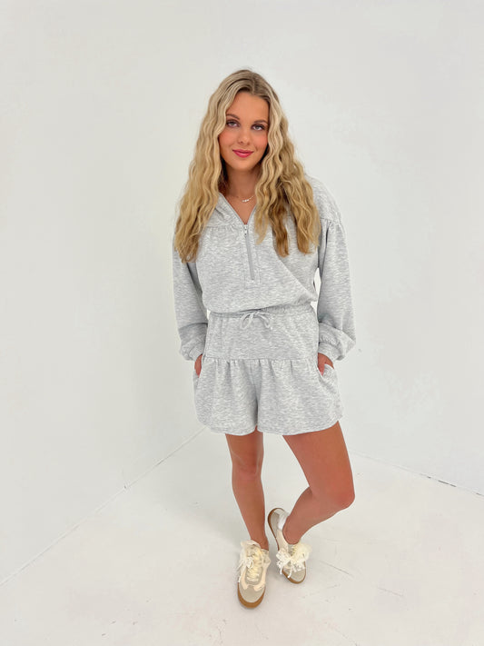 Lets Get Movin Romper | Heather Grey