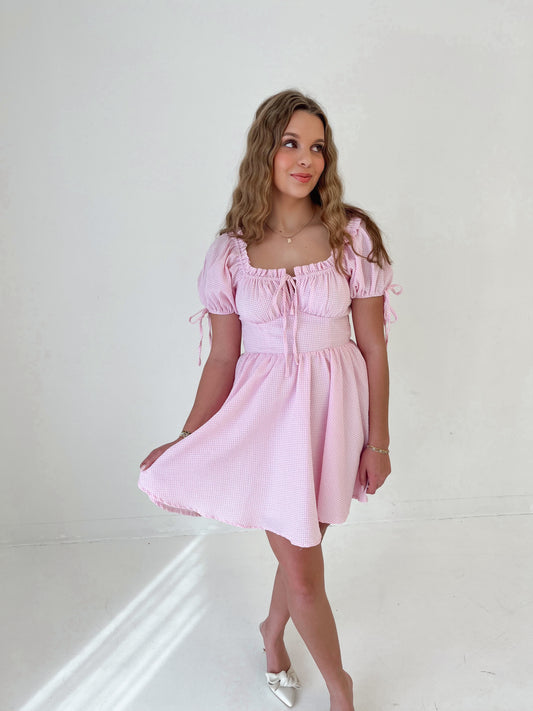 Emerie Gingham Mini Dress | Pink