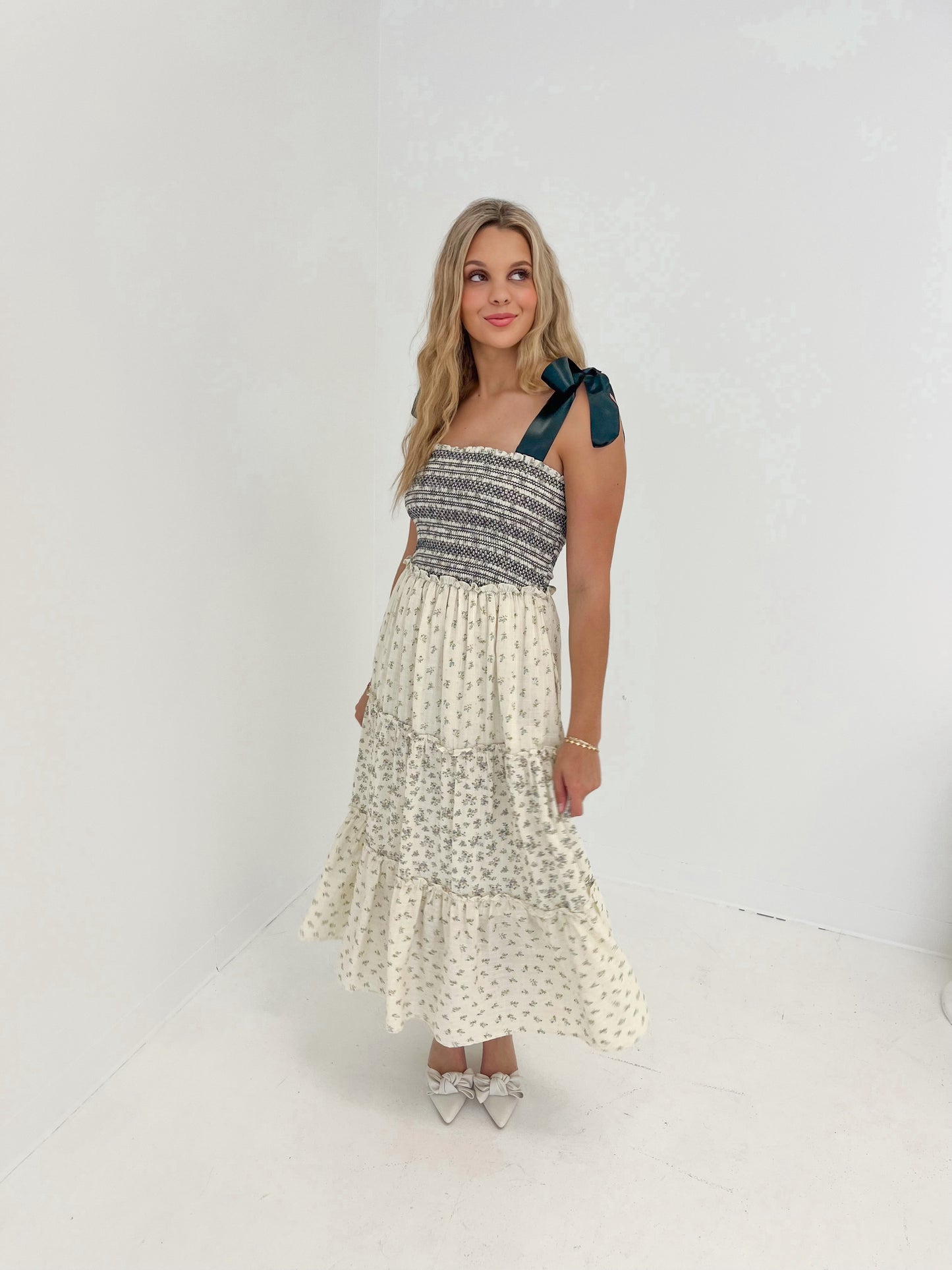 Southern Bloom Midi Dress | Navy Combo
