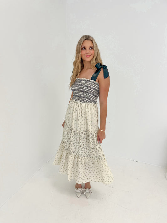 Southern Bloom Midi Dress | Navy Combo