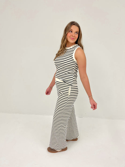 Soft Lines Striped Bottoms | Black/Cream