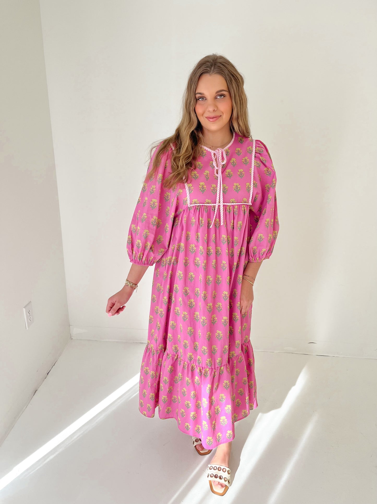 Petal Bloom Midi Dress | Pink