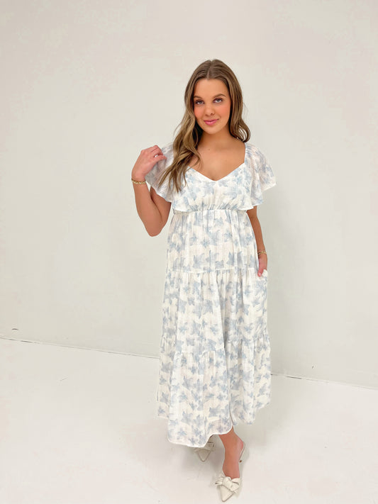 Bare Blossom Midi Dress | Slate Blue