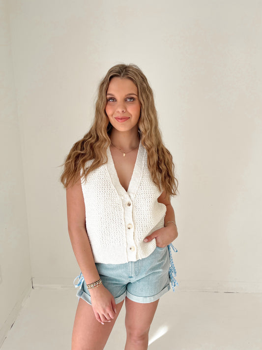 Layla Knit Sweater Vest | Cream