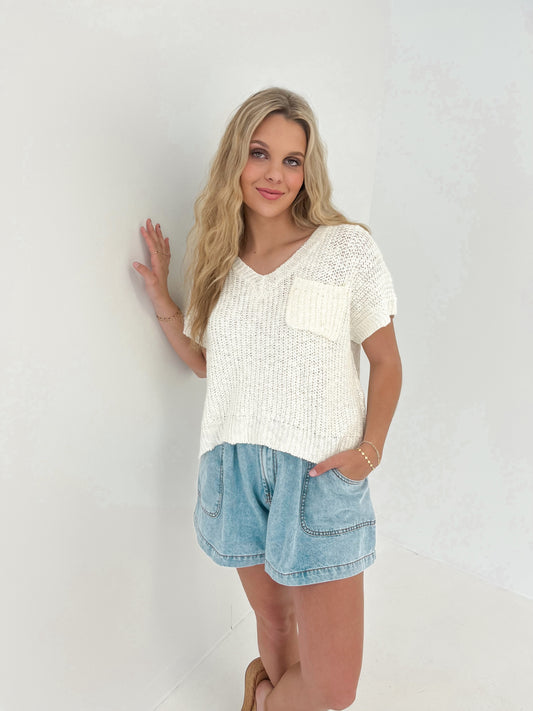 Sophia Knit Top | Ivory