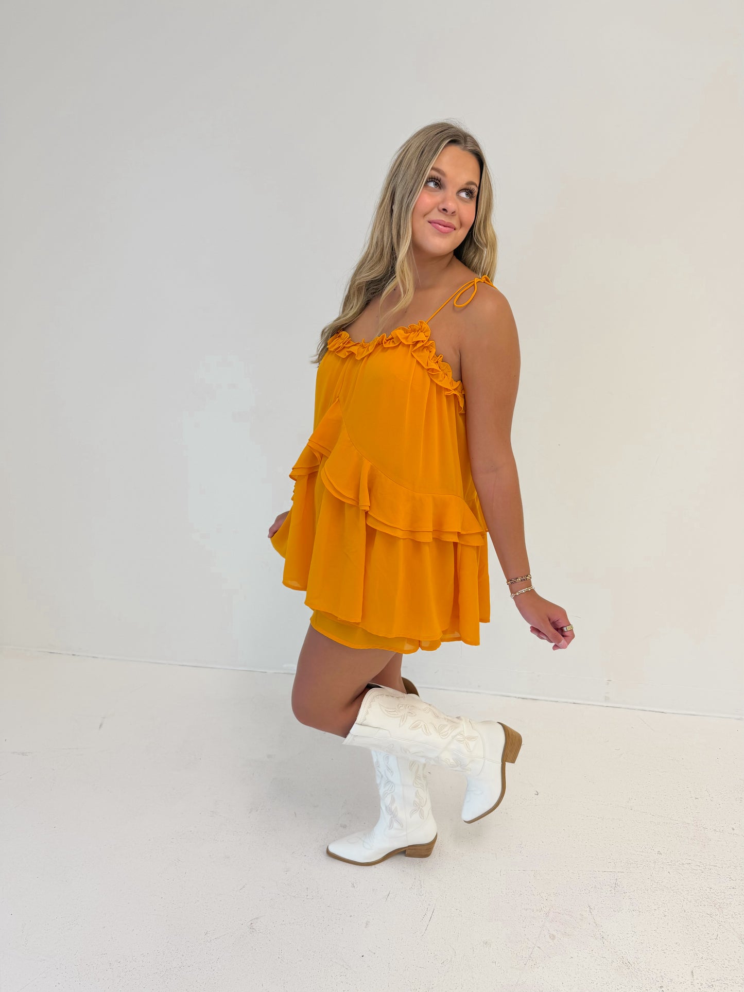 Victory Ruffle Mini Dress | Orange