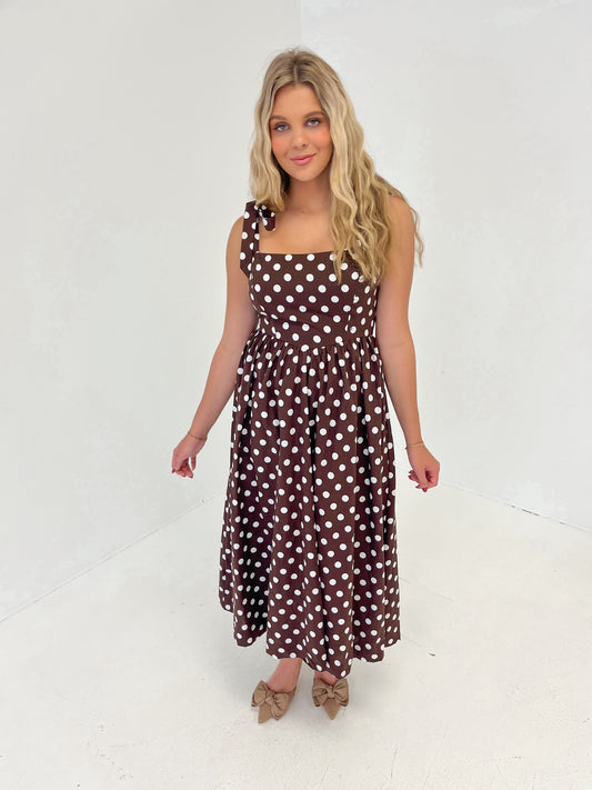 Dots & Dreams Midi Dress | Brown