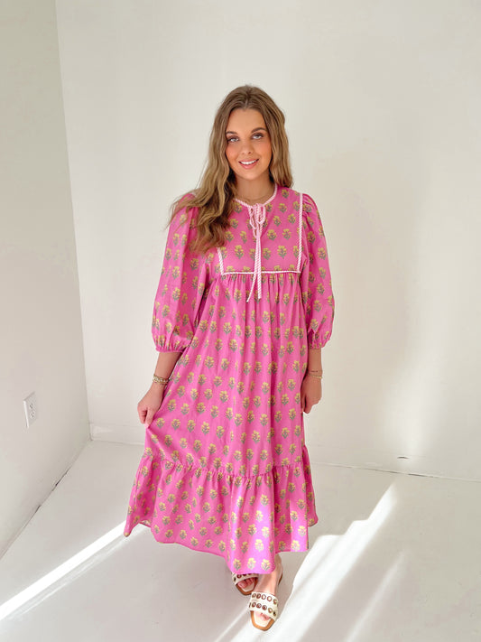 Petal Bloom Midi Dress | Pink
