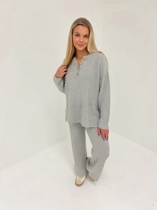Luxe Lounge Waffle Knit Top | H. Grey