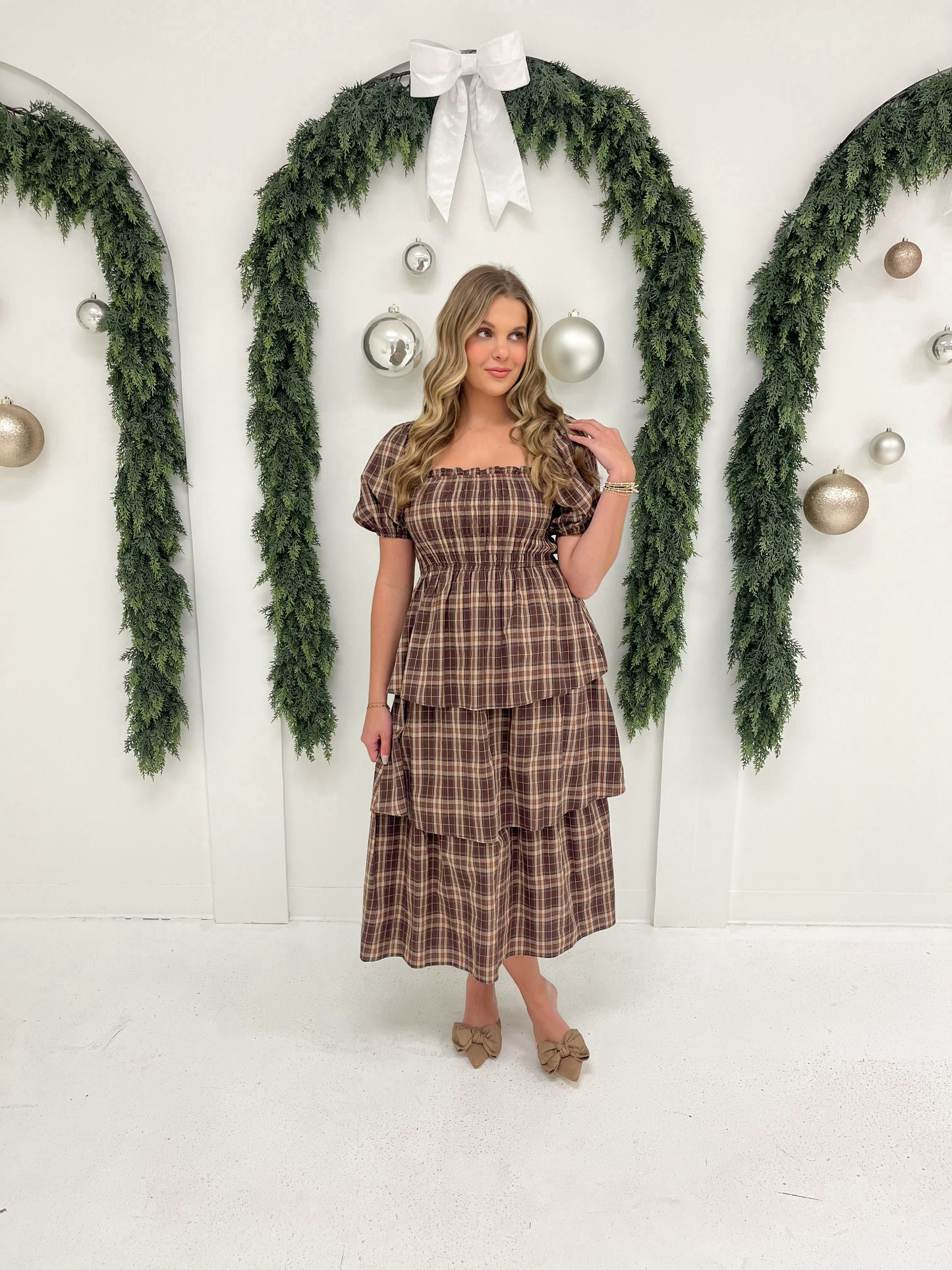 Plaid Perfection Maxi Dress | Brown Multi