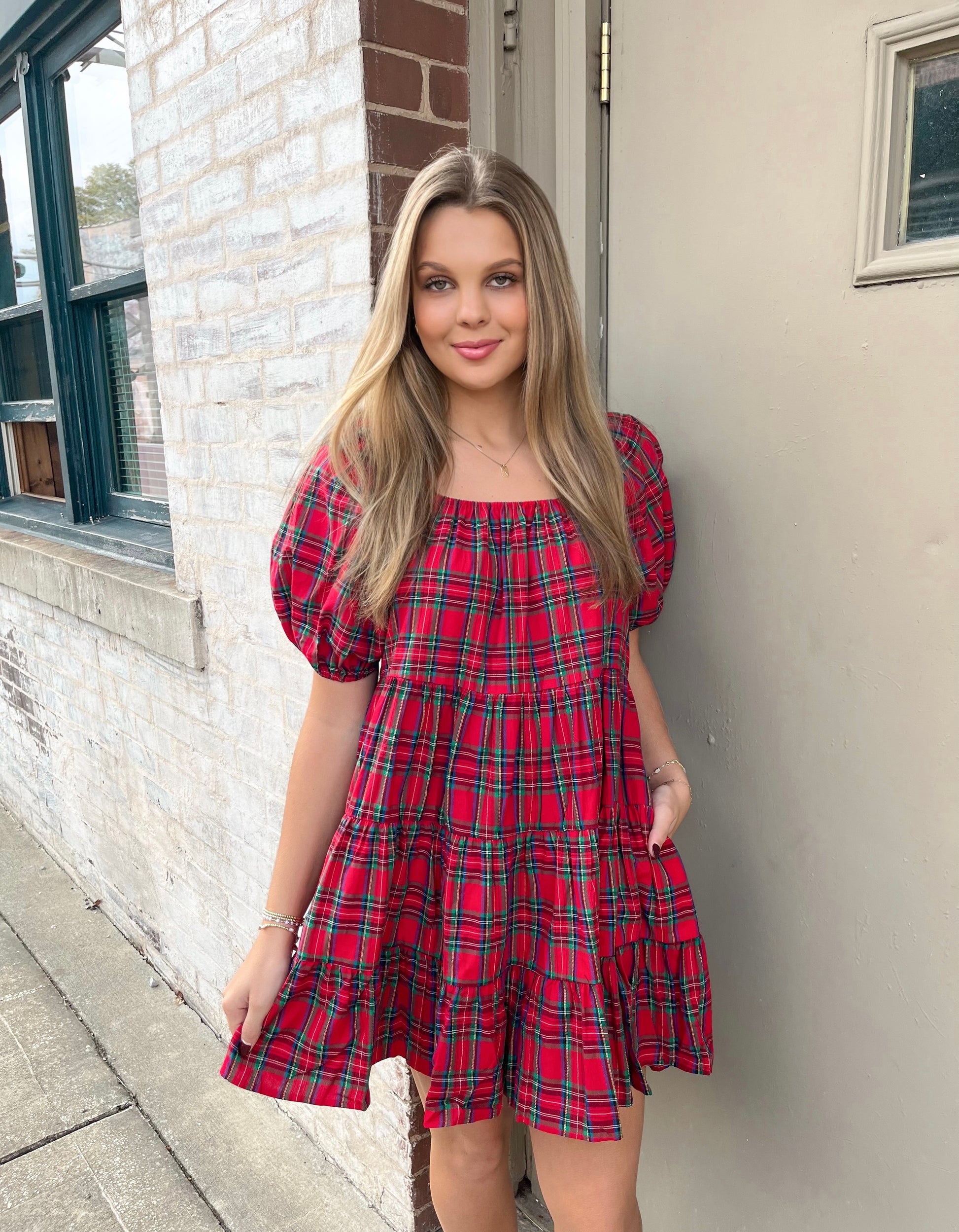 Plaid Perfection Mini Dress | Red/Green The Boutique by Brooklyn Paige Plaid Perfection Mini Dress | Red/Green The Boutique by Brooklyn Paige