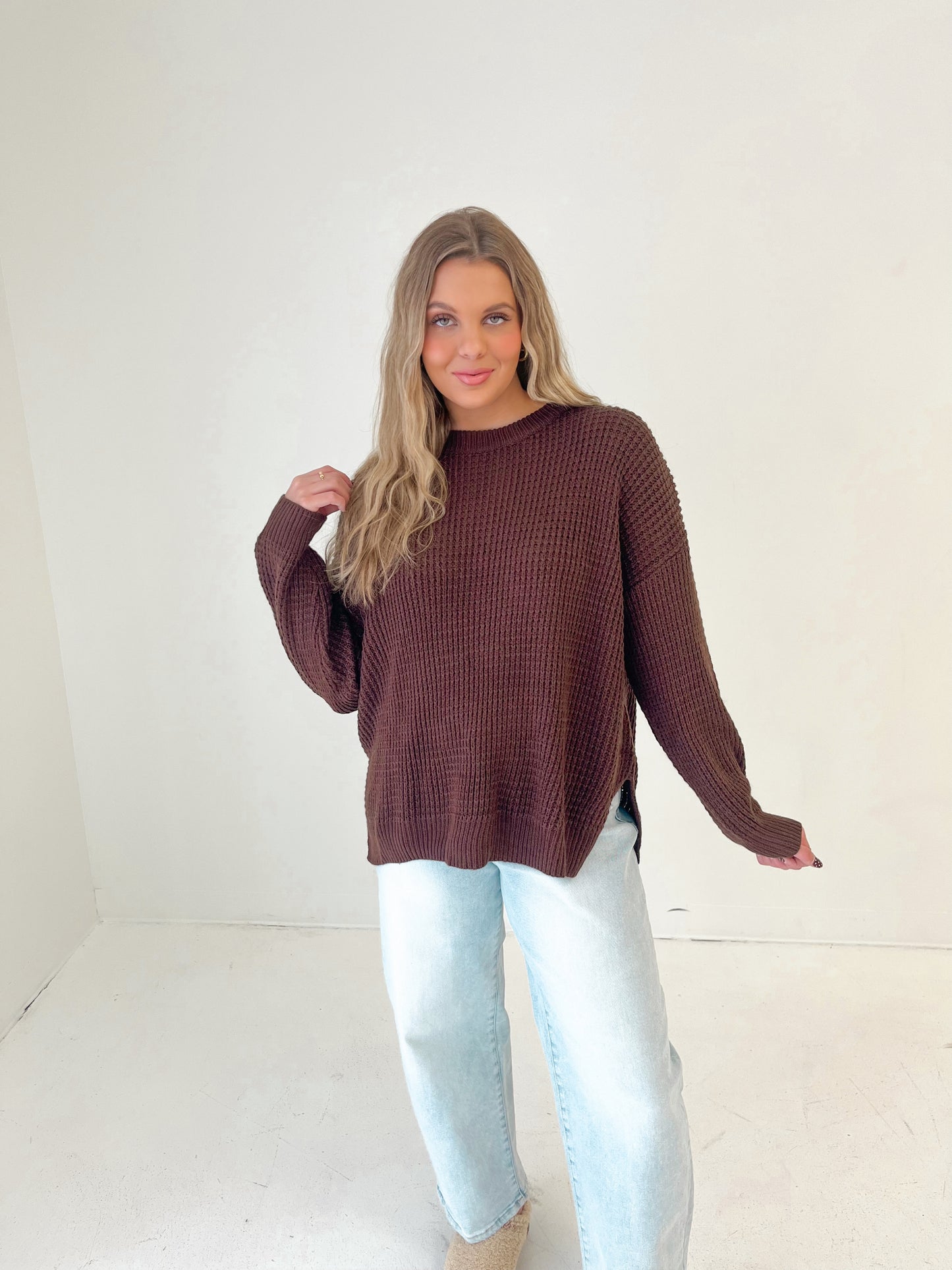 Mocha Morning Oversized Knit Sweater | Brown